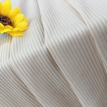 190g 2x2 all-polyester circular knit rib fabric, suitable for spring and summer trousers, short-sleeved garments, and as a binding/trimming fabric; it is also elastic.