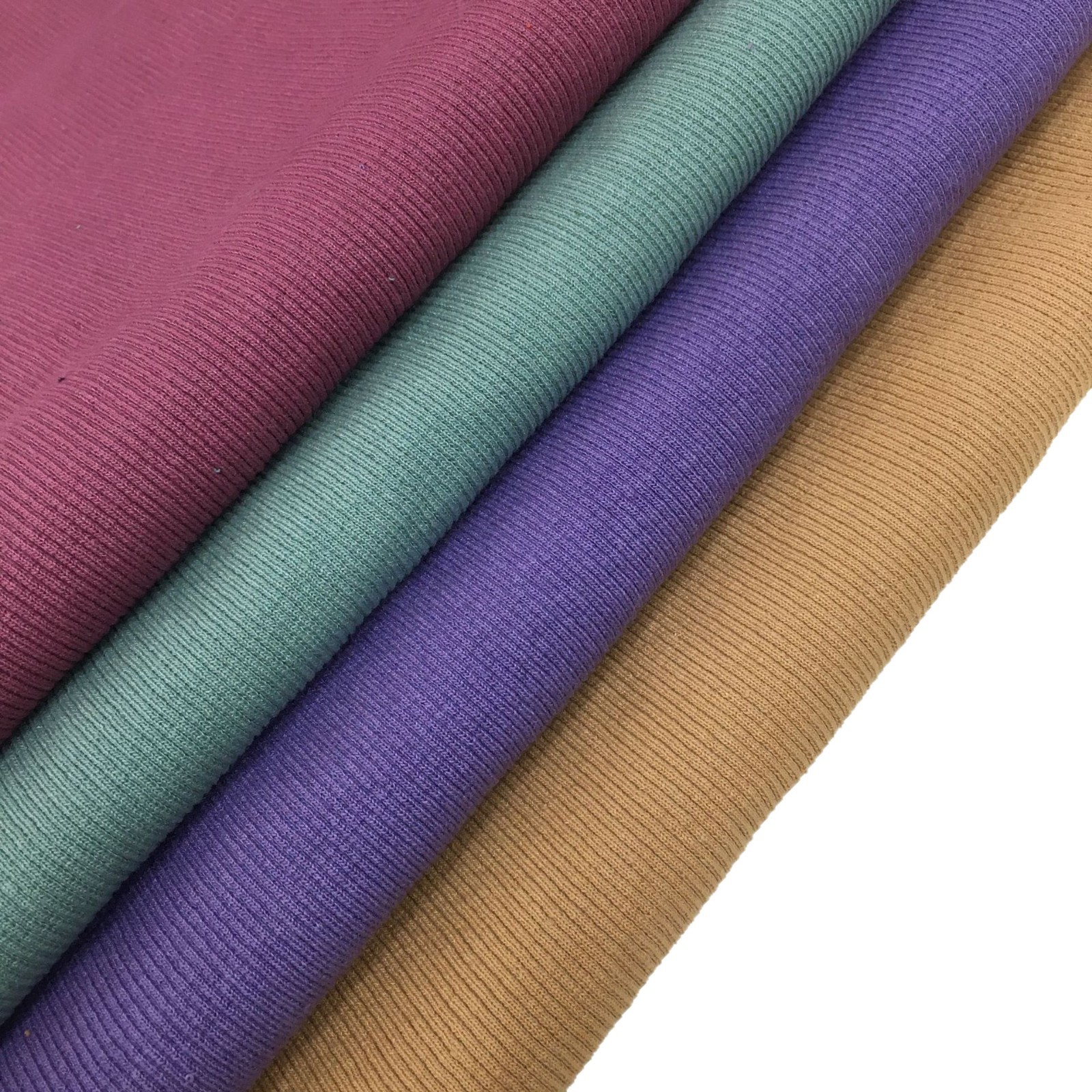 340g 21-count ribbed polyester-cotton open-width rib knit fabric, stretch cotton-spandex blend, suitable for autumn/winter sweatshirts, collars, and hems (garment accessories).