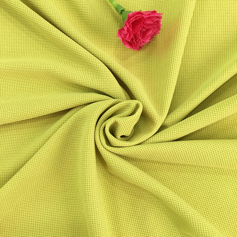 220g fine brushed black stretch waffle knit fabric, ribbed polyester double-sided fabric for autumn clothing.