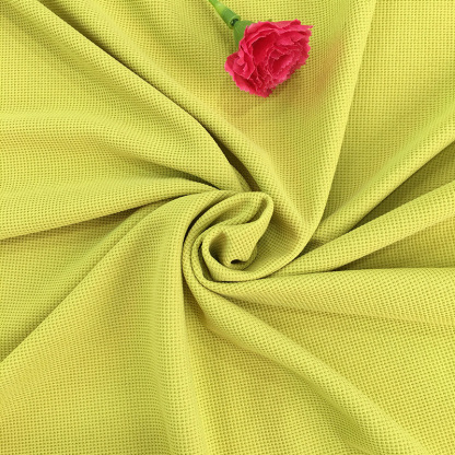 220g fine brushed black stretch waffle knit fabric, ribbed polyester double-sided fabric for autumn clothing.