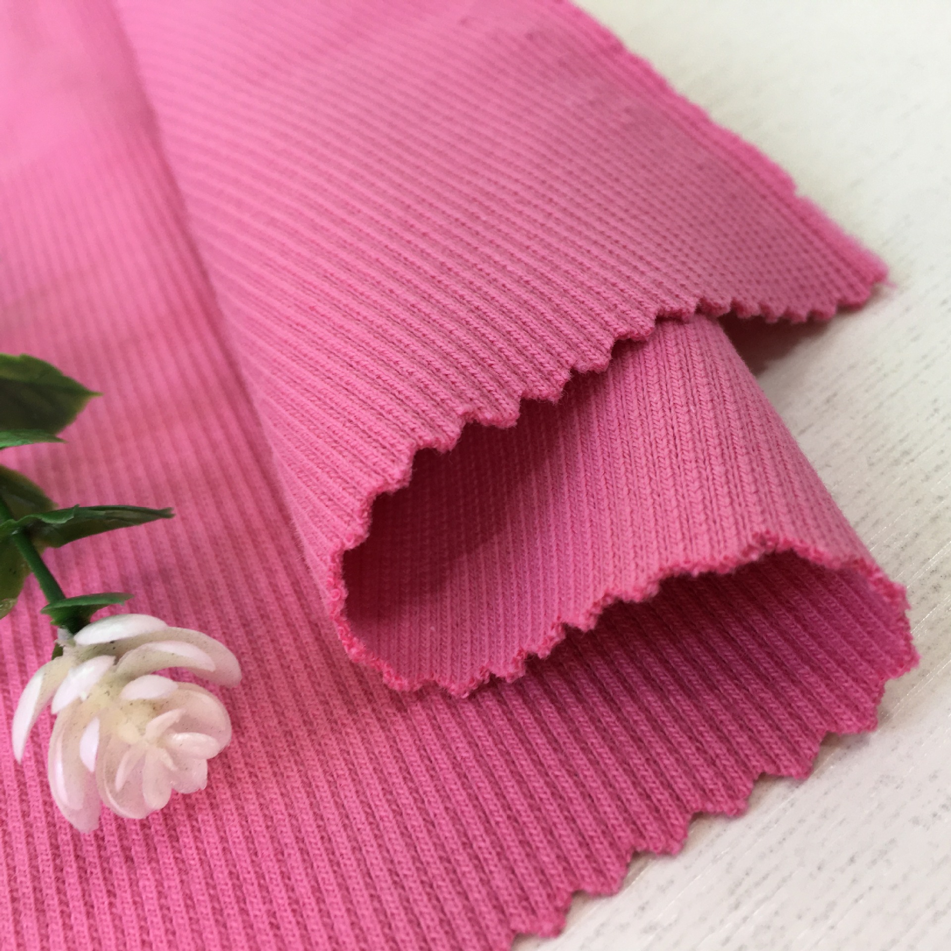 380g pure cotton 2X2 knitted circular rib fabric, double-sided stretch clothing, sweatshirt collar and cuff wholesale