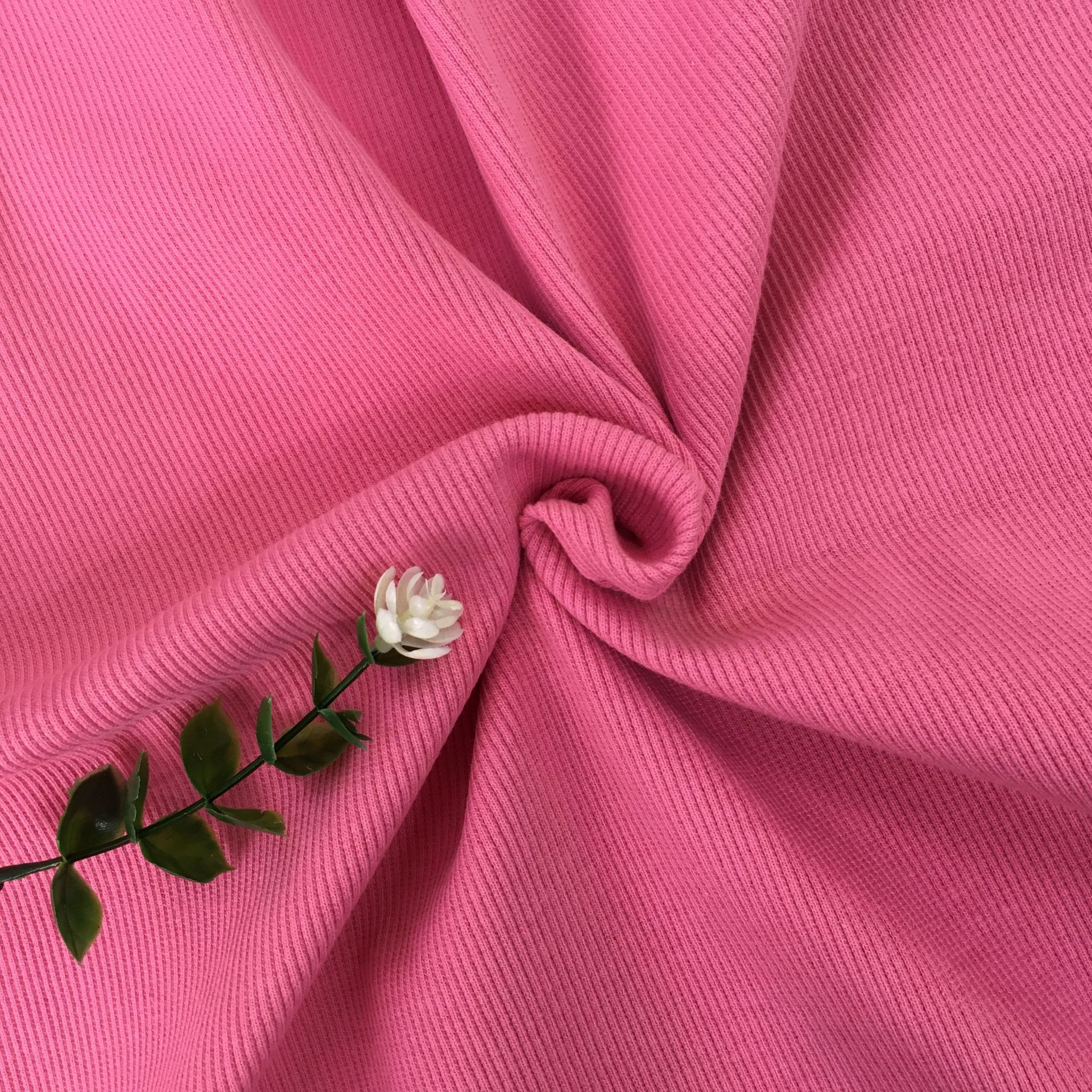 380g pure cotton 2X2 knitted circular rib fabric, double-sided stretch clothing, sweatshirt collar and cuff wholesale