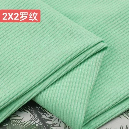 2X2 ribbed honeycomb ribbed fabric pants dress made of polyester, printed with spiral knitting fabric, wide-leg pants with stretch property