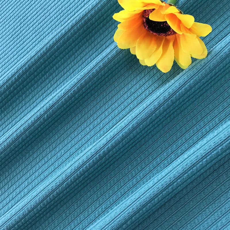 250 grams of starry sky ribbed polyester lace knitted fabric with raised stripes, for women's short-sleeved skirts and trousers, with vertical stripes.