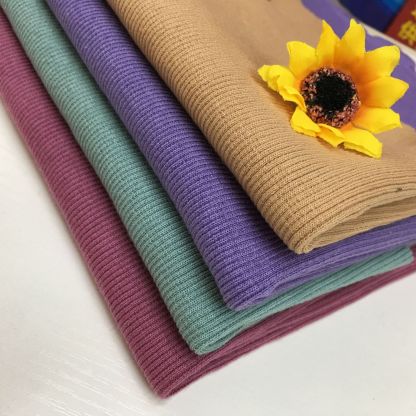 340g 21-count ribbed polyester-cotton open-width rib knit fabric, stretch cotton-spandex blend, suitable for autumn/winter sweatshirts, collars, and hems (garment accessories).