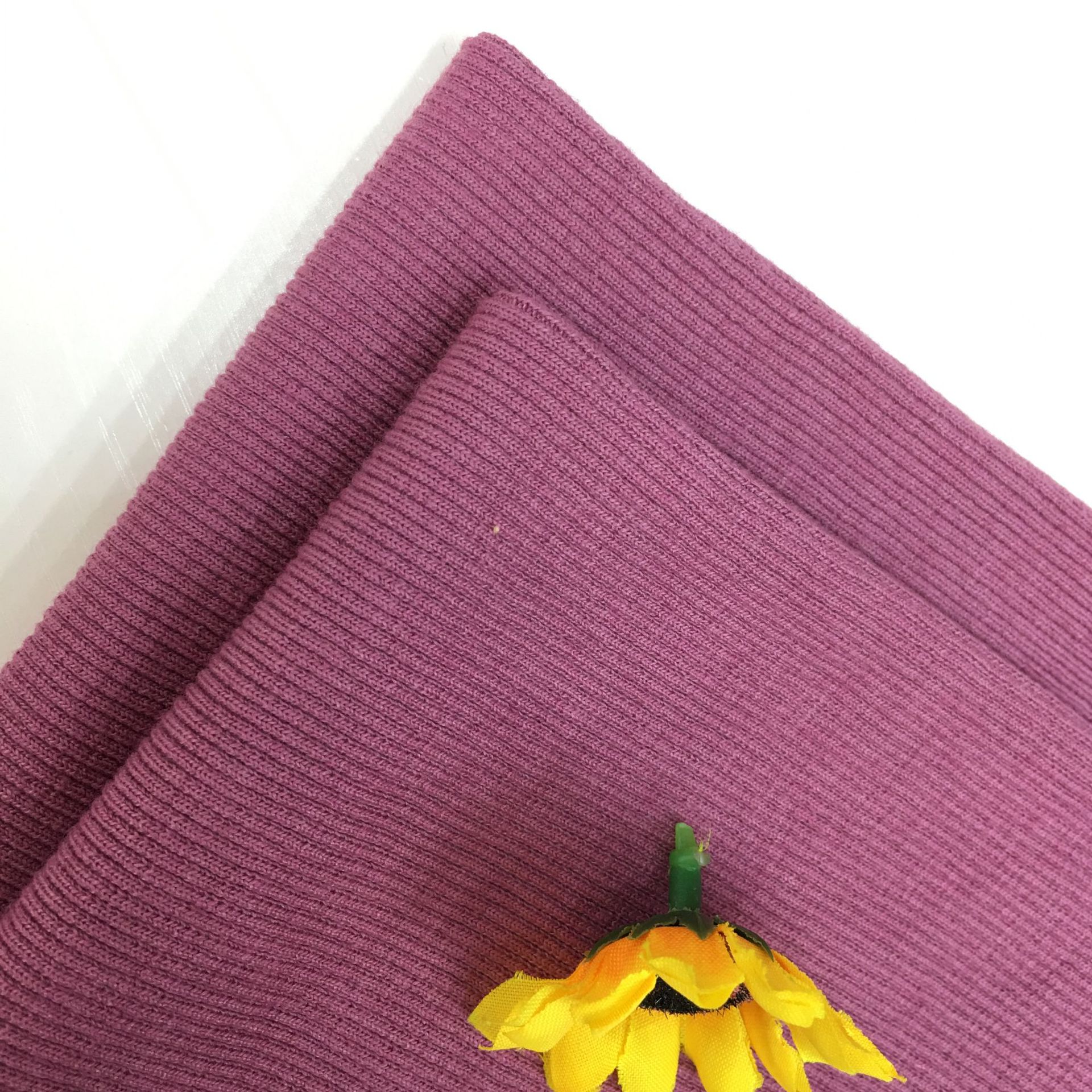 340g 21-count ribbed polyester-cotton open-width rib knit fabric, stretch cotton-spandex blend, suitable for autumn/winter sweatshirts, collars, and hems (garment accessories).