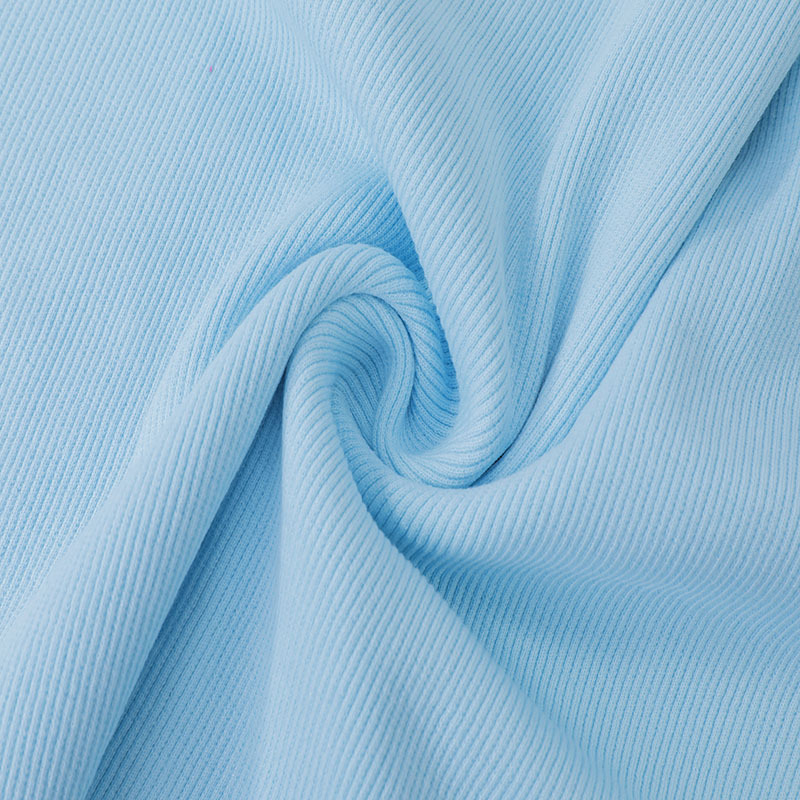 2x2 Ribbed Fabric, 280gsm, for Spring/Summer Shirts and Short-Sleeve Garments, Wholesale, 100% Polyester Knitted Breathable Rib Fabric