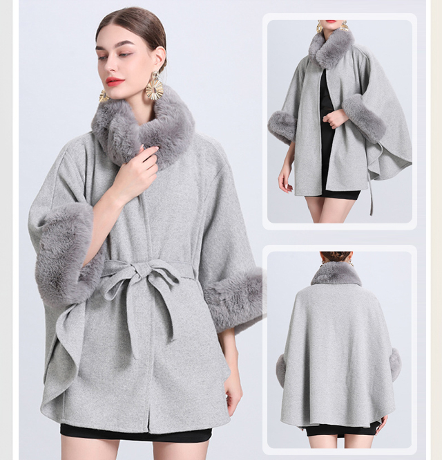 Polski: Wełniany płaszcz z futrzanym kołnierzem