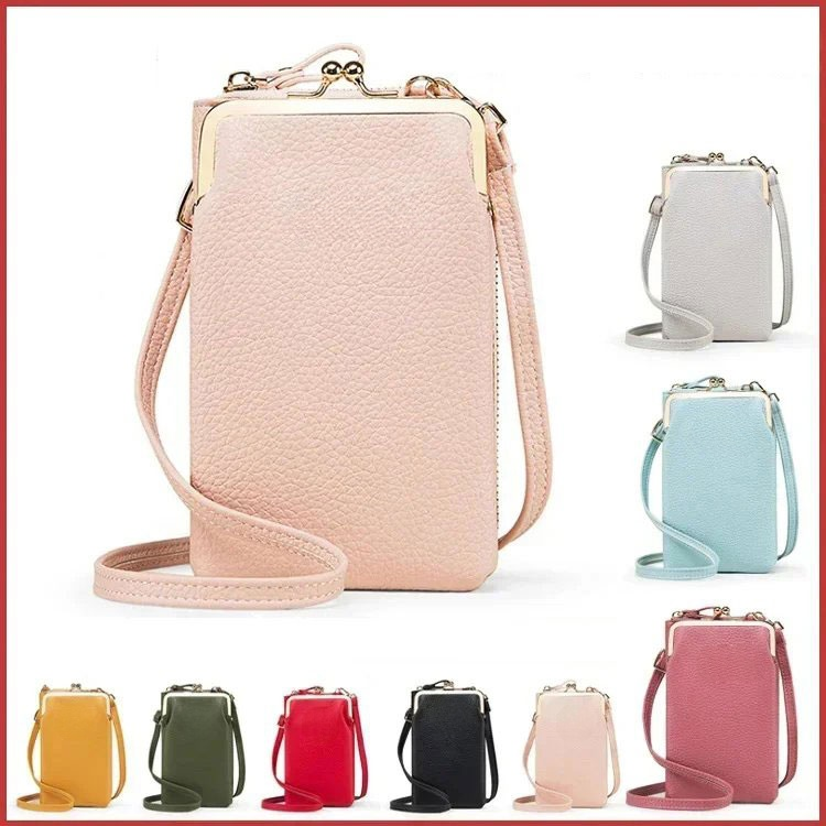 Licsi mintás egyszínű átlós telefontáska