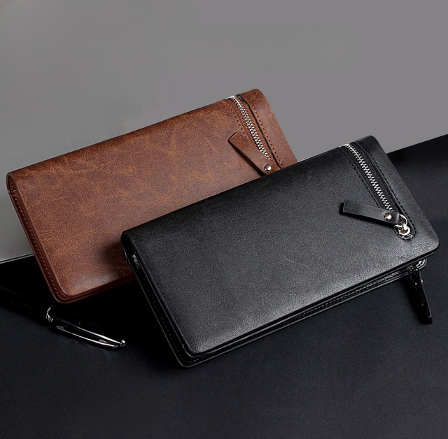 Férfi hosszú cipzáras kuplungtáska