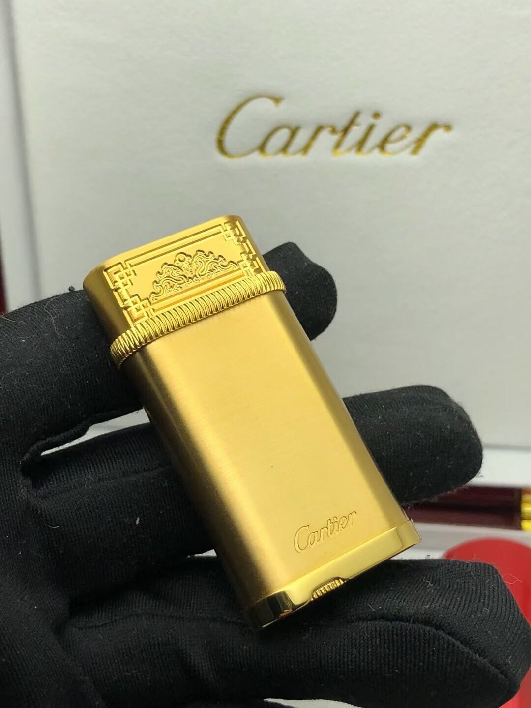 Cartier Lighter Matte Gold Palace-Style Engraved Edition