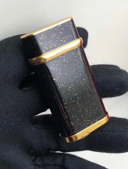 Cartier Lighter Deep Black Lacquer with Gold Dust Sparkle Edition