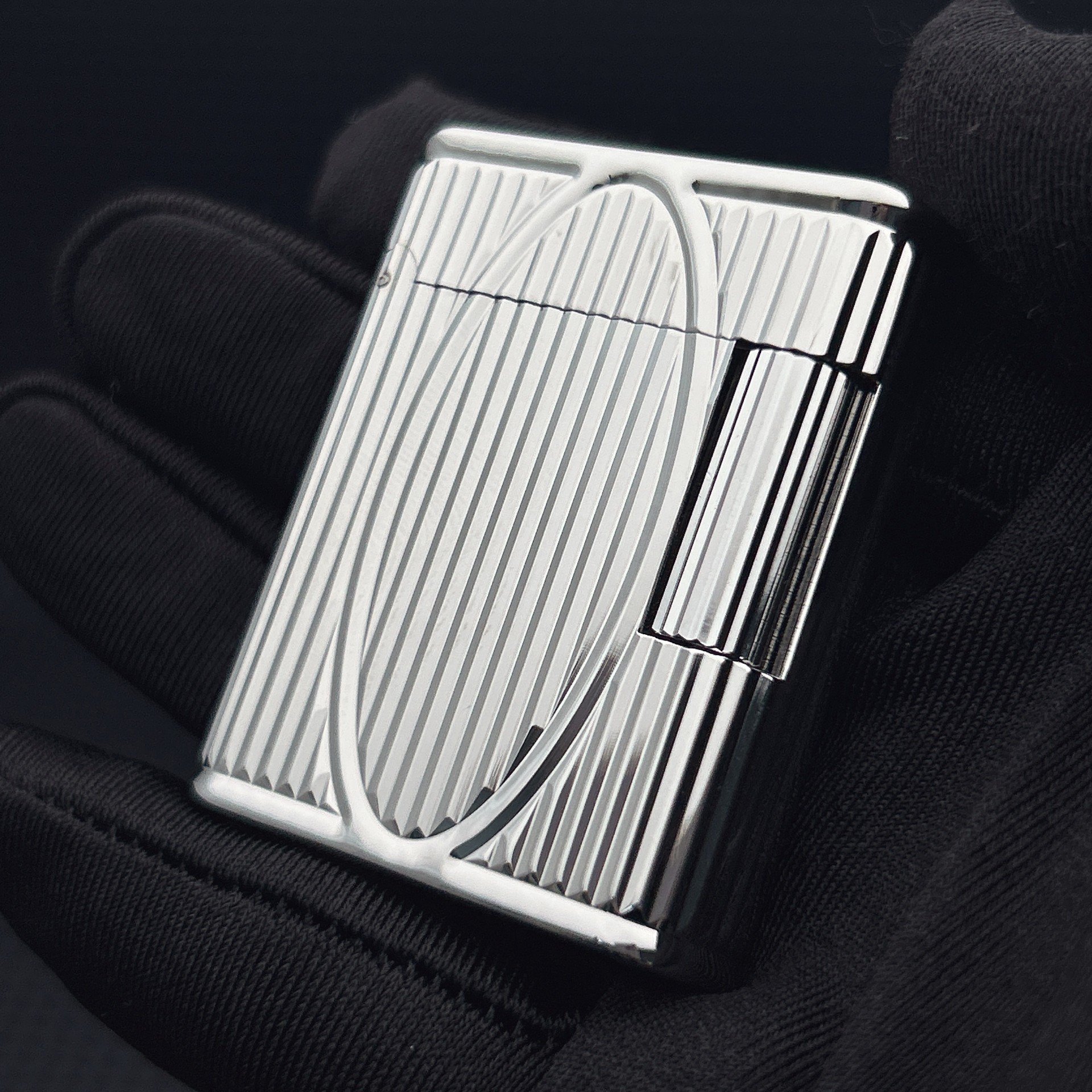ST Dupont L1 Small Size Silver S.T. Dupont × S.T. Soubrenie Collaboration Lighter With Gift Box
