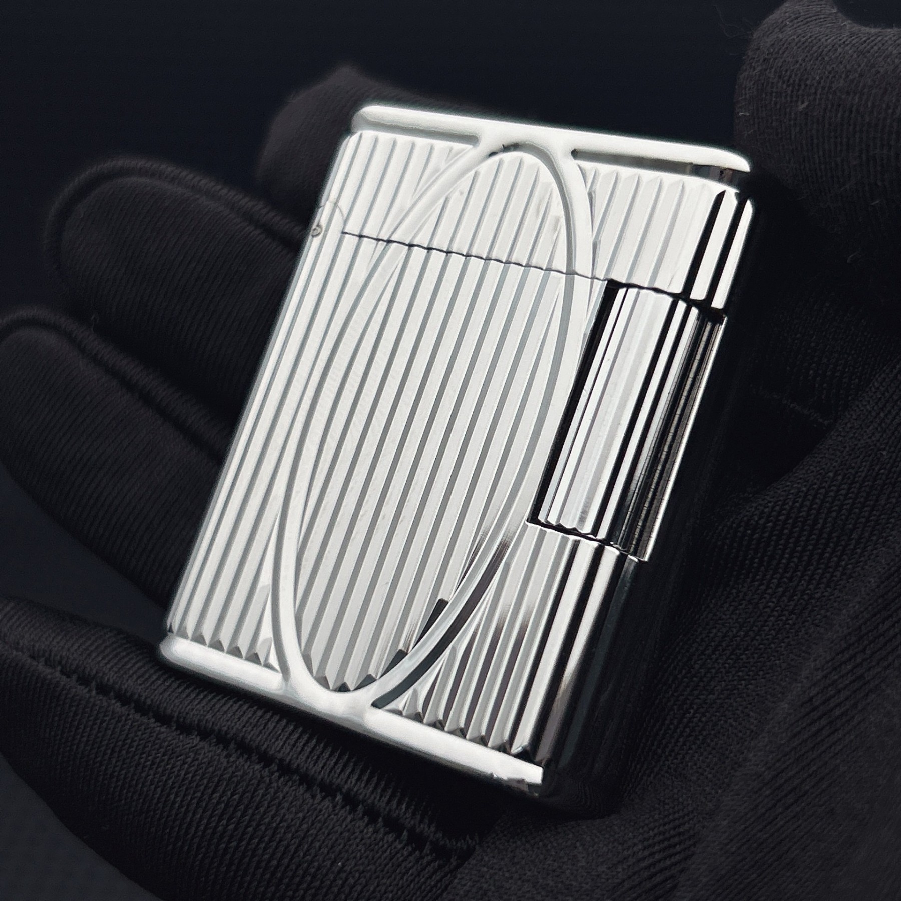ST Dupont L1 Small Size Silver S.T. Dupont × S.T. Soubrenie Collaboration Lighter With Gift Box