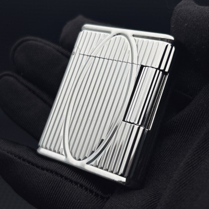 ST Dupont L1 Small Size Silver S.T. Dupont × S.T. Soubrenie Collaboration Lighter With Gift Box