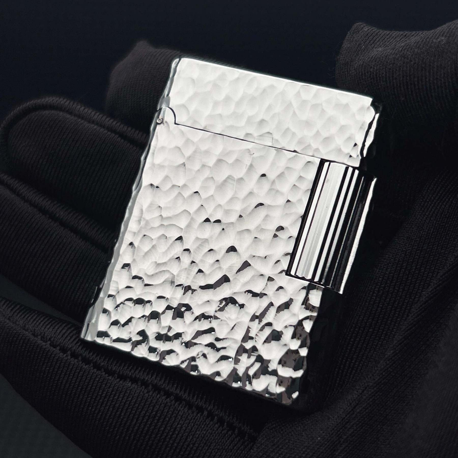 ST Dupont L1 Small Size Silver Meteor Hammered Finish Lighter With Gift Box