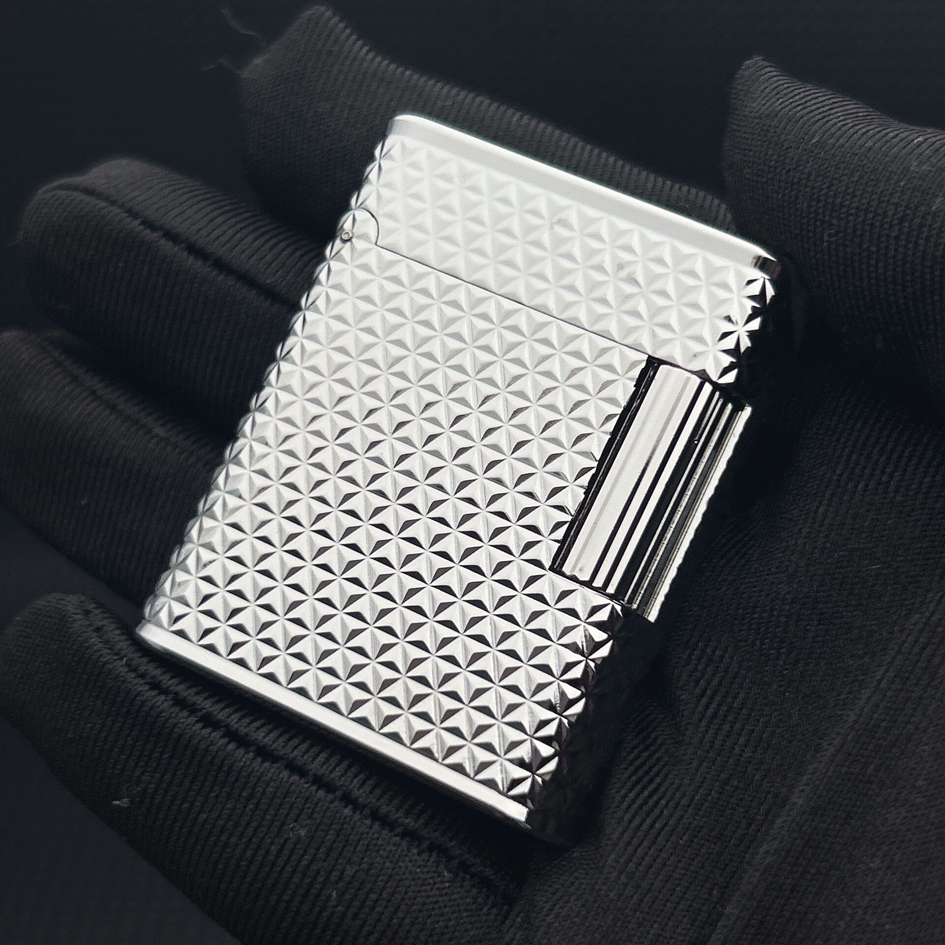 ST Dupont L1 Small Size Silver Sunburst Guilloche Lighter With Gift Box