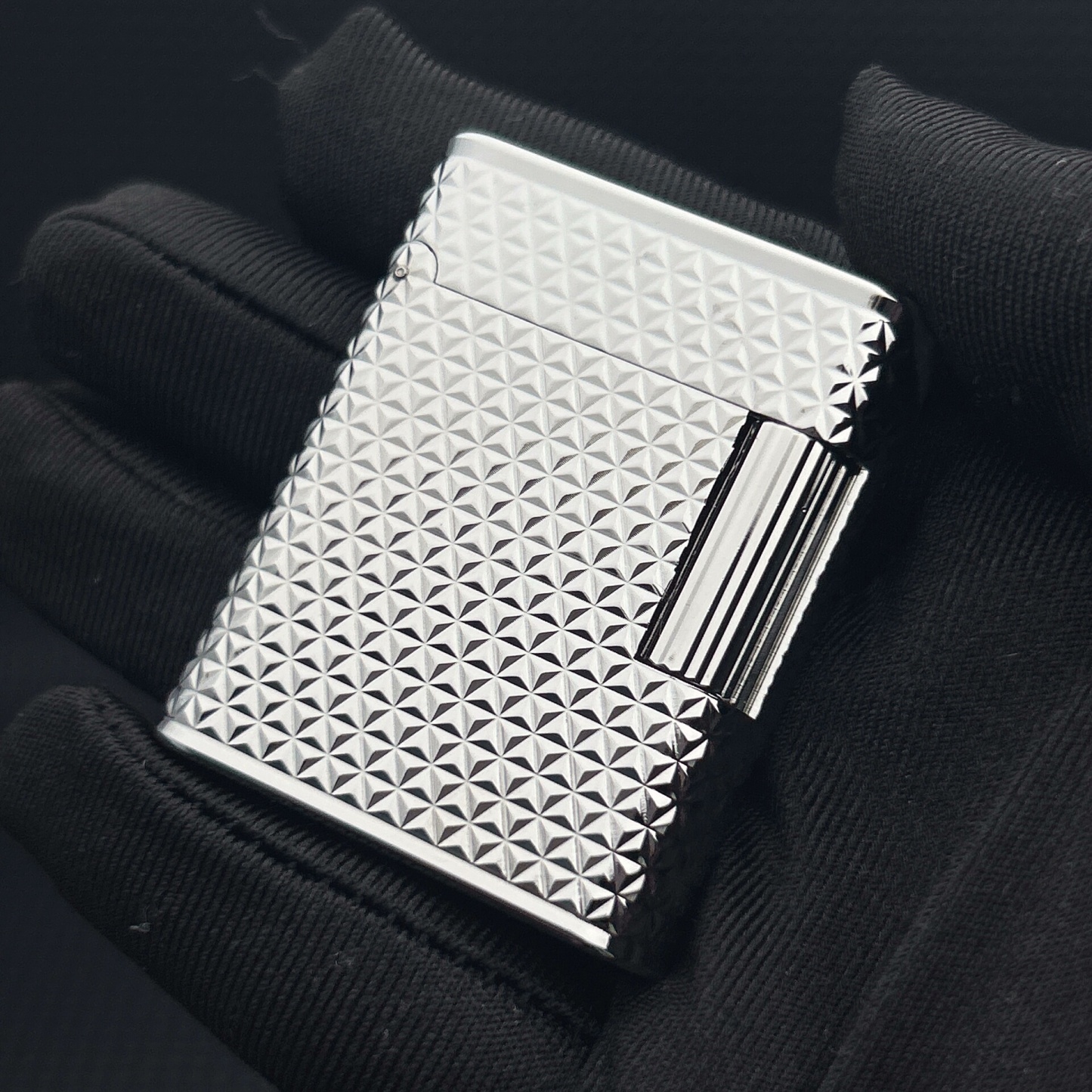 ST Dupont L1 Small Size Silver Sunburst Guilloche Lighter With Gift Box