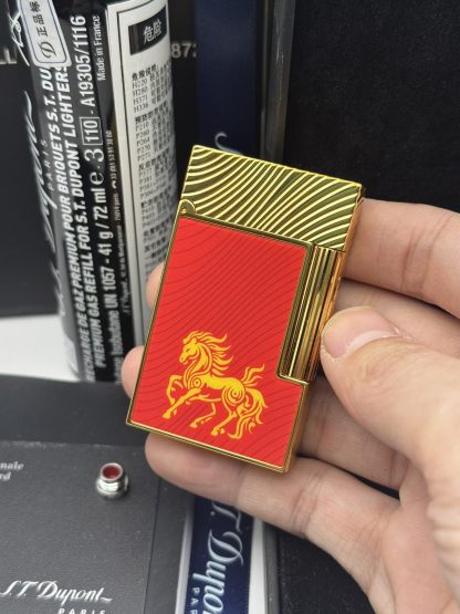 ST Dupont Ligne 2 Year of the Horse Red & Gold Limited Edition Lighter With Gift Box