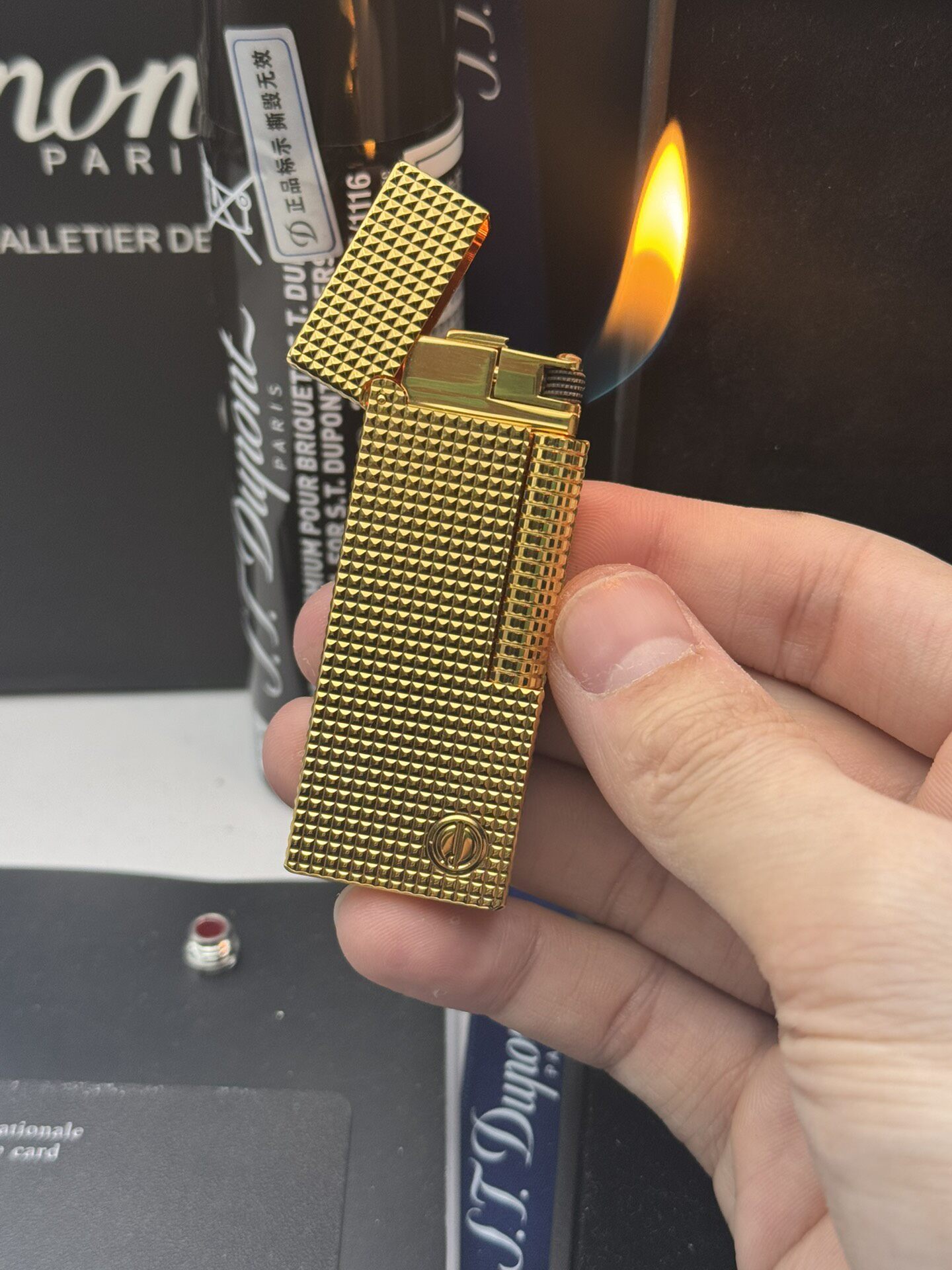 Dunhill Lighter Paris Stud Gold Diagonal Flame Lighter