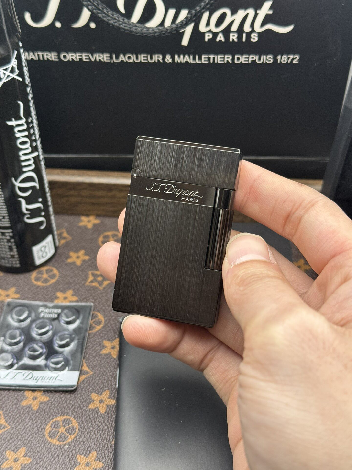 ST Dupont Ligne 2 Double Flame Brushed Gold Lighter | Luxury Collectible