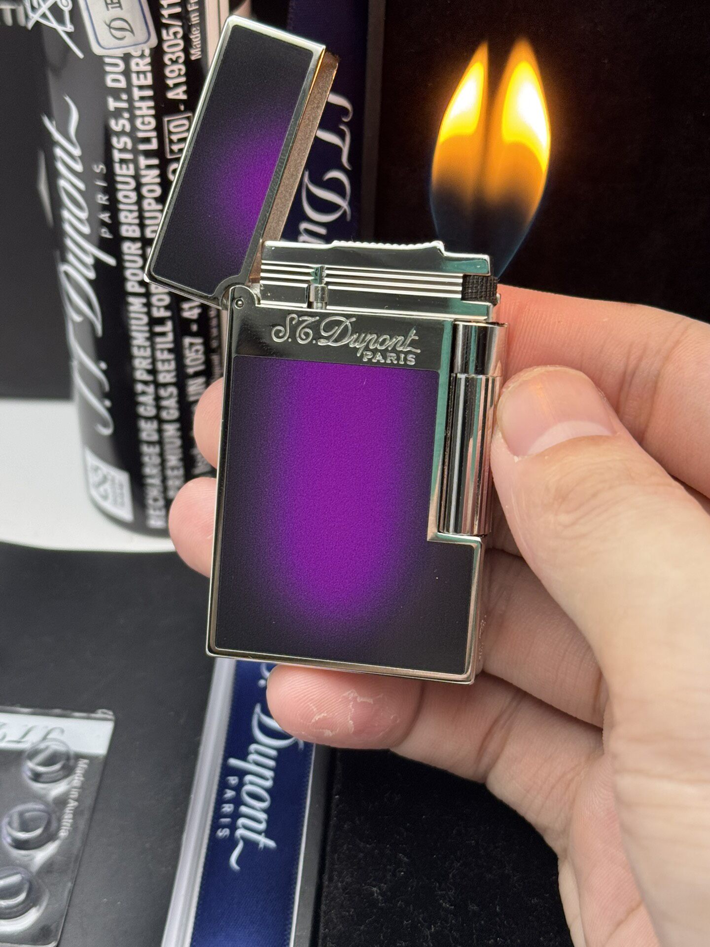 ST Dupont 1953 Purple-Black Dual Flame Butane Lighter | Limited Edition