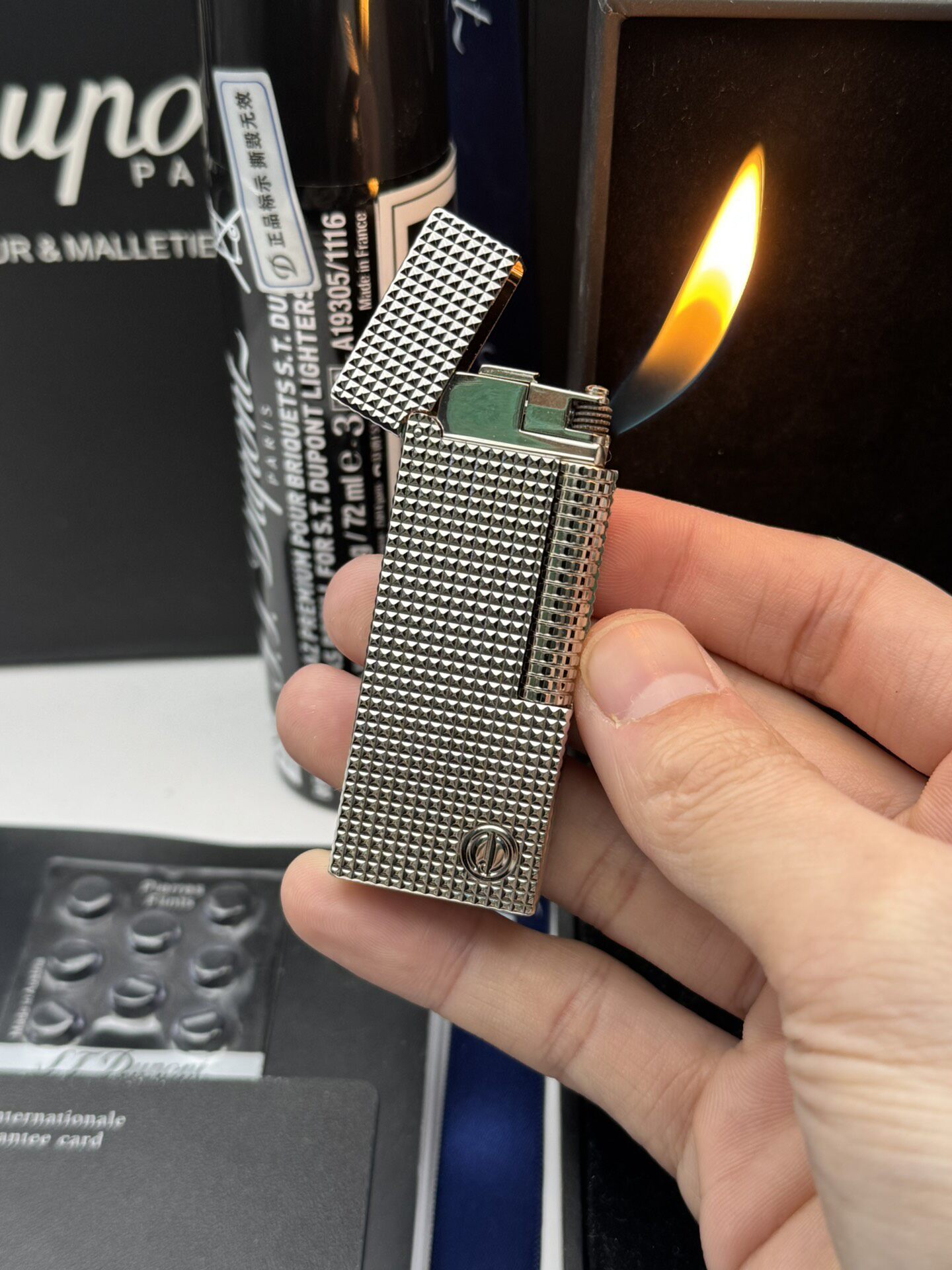 Dunhill Lighter Paris Stud Gold Diagonal Flame butane Lighter