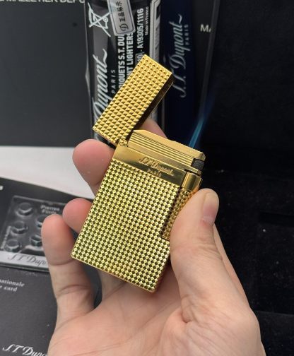 Le Grand Dupont Mixed Diamond Head Butane Gold Lighter | Torch & Soft Dual Flame