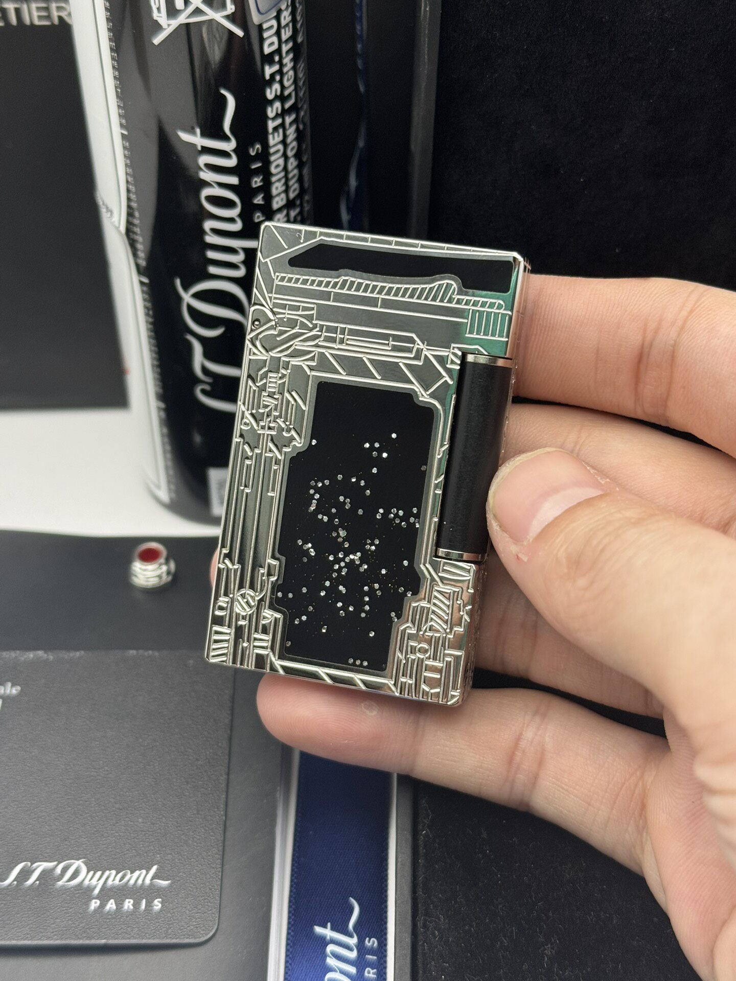 ST Dupont Line 2 2013 Limited Edition 3D Skeleton Lighter | Silver Solid Brass Butane Lighter