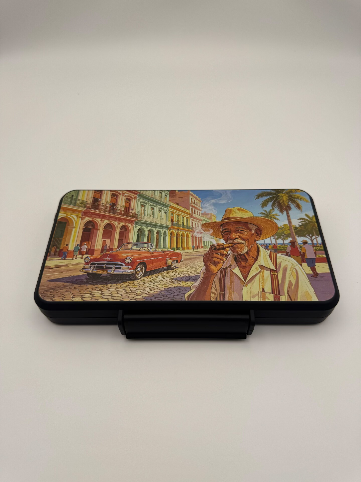 Vintage Havana Cigar Art 5-Cigar Travel Humidor Case