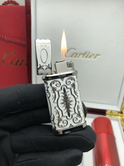 Cartier Lighter White & Silver Baroque Scrollwork Edition