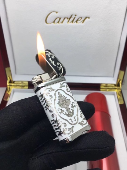 Cartier Lighter Silver & Black Royal Baroque Engraved Edition