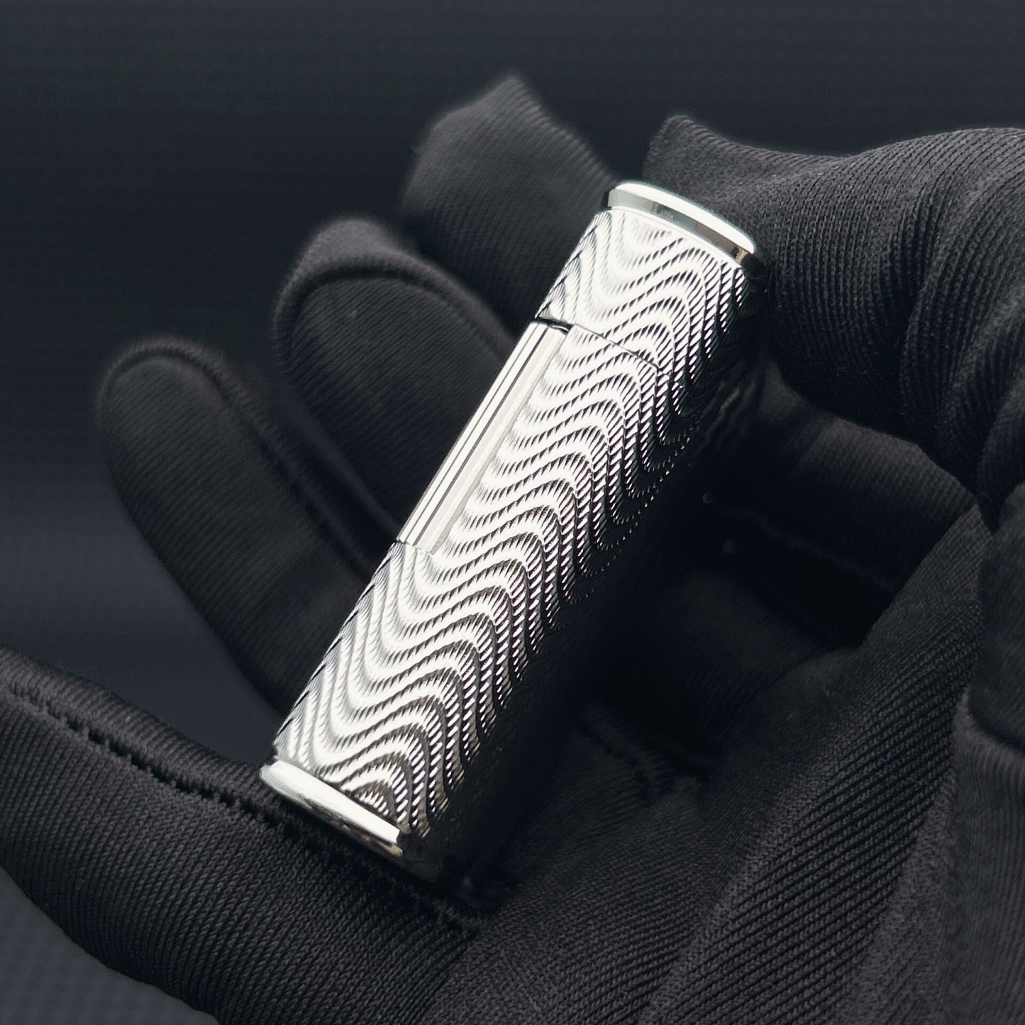 ST Dupont L1 Small Size Silver Wave Pattern Lighter With Gift Box