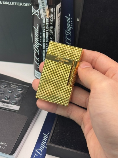 Le Grand Dupont Mixed Diamond Head Butane Gold Lighter | Torch & Soft Dual Flame