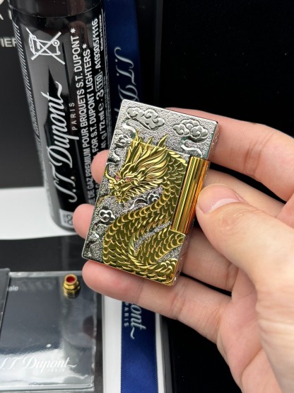 ST Dupont Ligne 2 Dragon Phoenix Double Flame Lighter Solid Copper