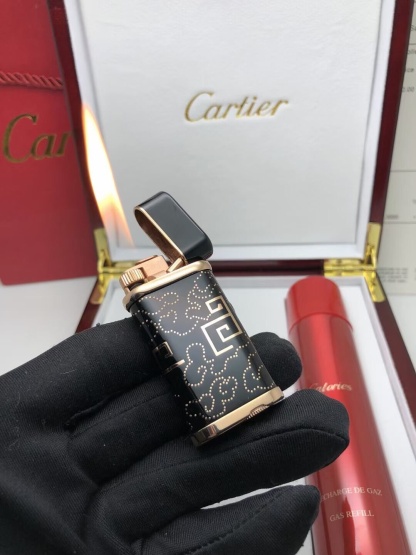 Cartier Lighter Black & Gold Lacquer Geometric & Cloud Motif Edition