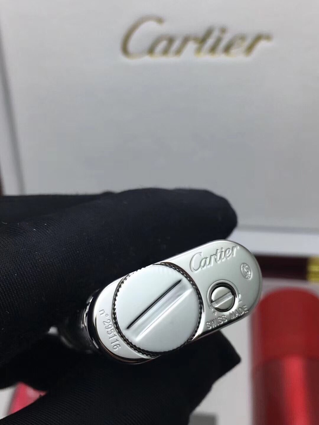 Cartier Lighter Silver & Black Royal Baroque Engraved Edition