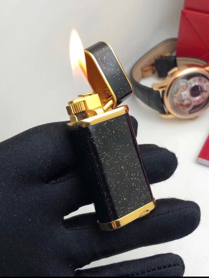 Cartier Lighter Deep Black Lacquer with Gold Dust Sparkle Edition