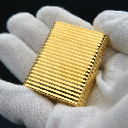 ST Dupont L1 Small Size Gold Horizontal Line Pattern Lighter With Gift Box