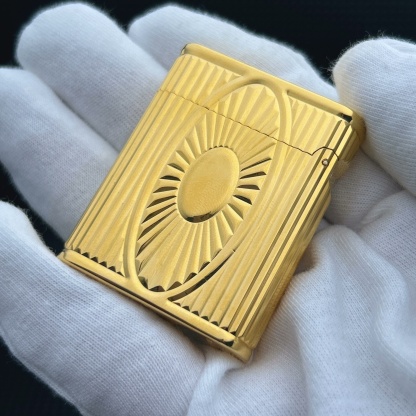 ST Dupont L1 Small Size Gold Eye of the Sun Lighter With Gift Box