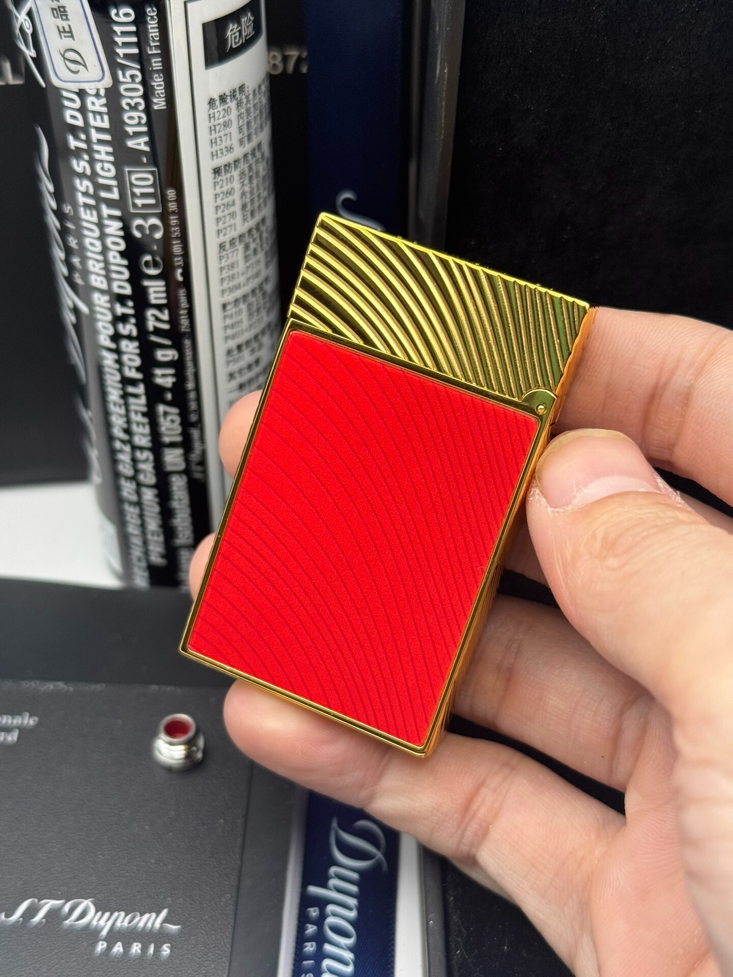 ST Dupont Ligne 2 Year of the Horse Red & Gold Limited Edition Lighter With Gift Box