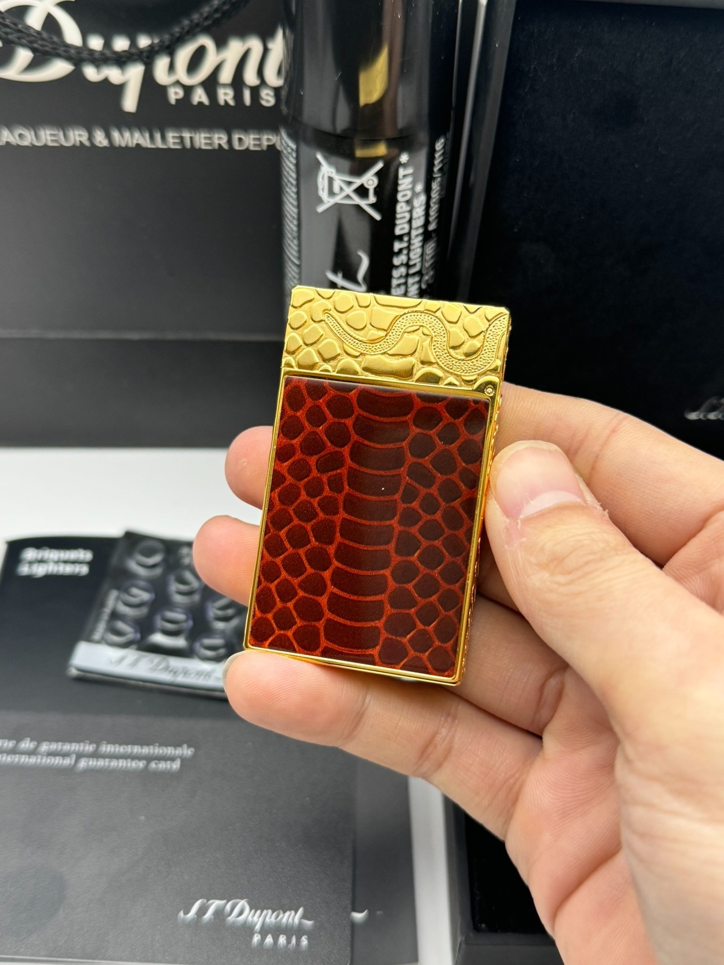 ST Dupont Ligne 2 Year of the Snake Limited Edition Chinese Lacquer Brass Lighter