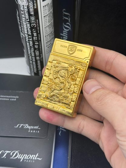 ST Dupont Ligne 2 Pirate Prestige Skull Relief Gold Butane Lighter