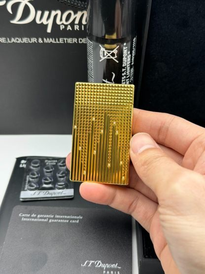 ST Dupont Ligne 2 City Lights Gold Diamond Pattern Butane Lighter