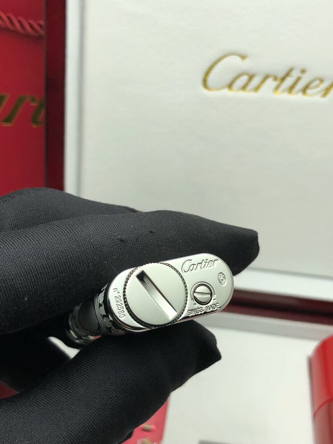 Cartier Lighter White & Silver Baroque Scrollwork Edition