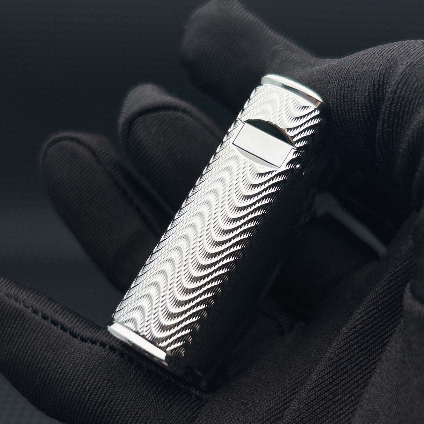 ST Dupont L1 Small Size Silver Wave Pattern Lighter With Gift Box