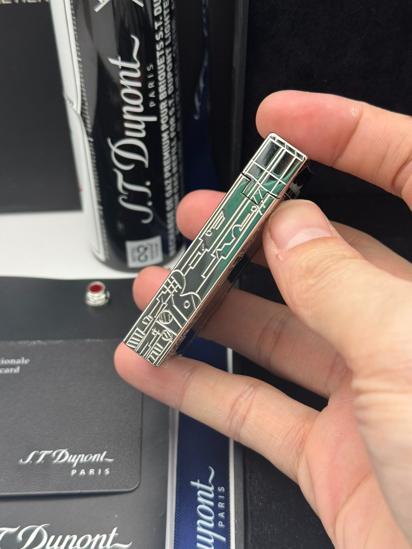 ST Dupont Line 2 2013 Limited Edition 3D Skeleton Lighter | Silver Solid Brass Butane Lighter