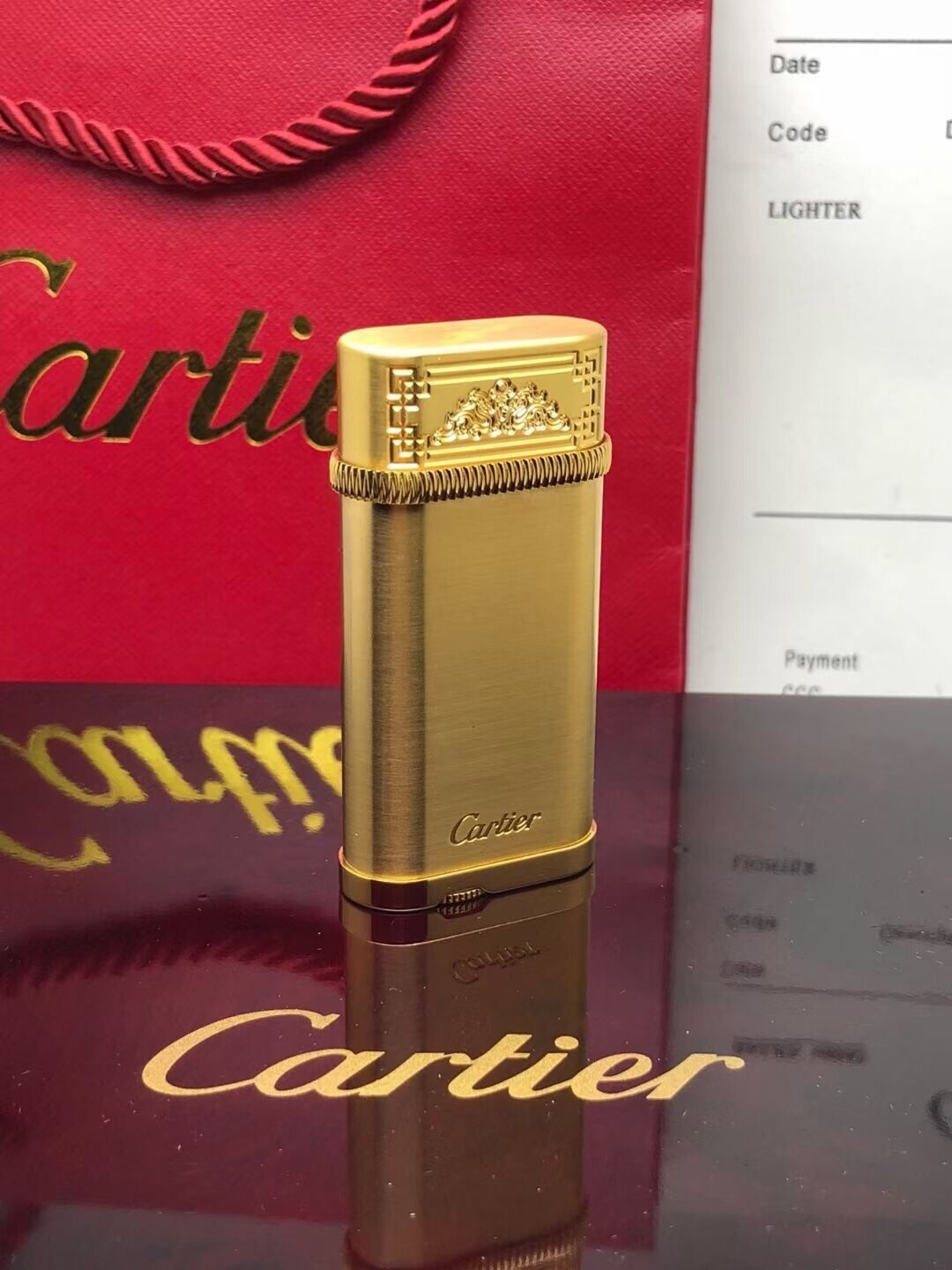 Cartier Lighter Matte Gold Palace-Style Engraved Edition