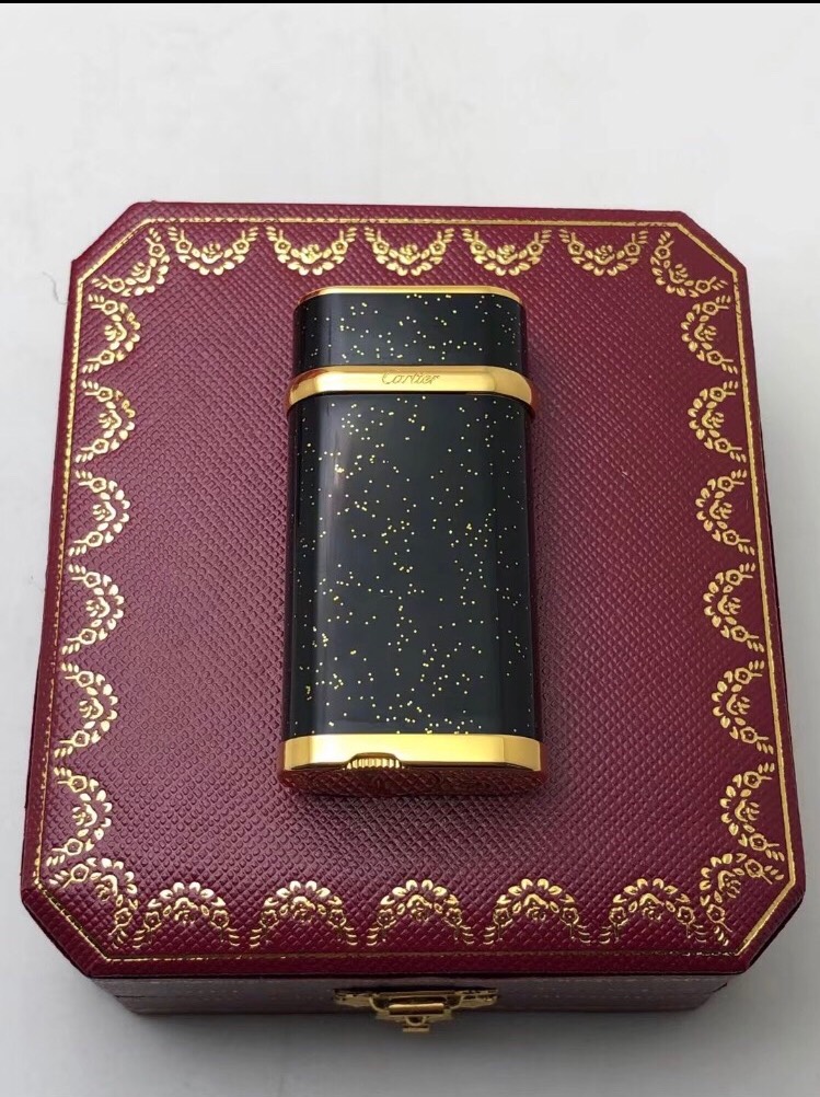 Cartier Lighter Deep Black Lacquer with Gold Dust Sparkle Edition