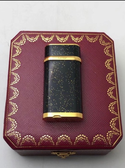 Cartier Lighter Deep Black Lacquer with Gold Dust Sparkle Edition